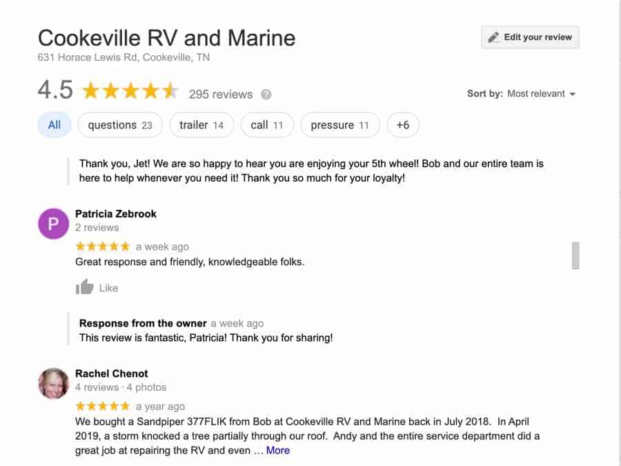 Cookville RV Rating