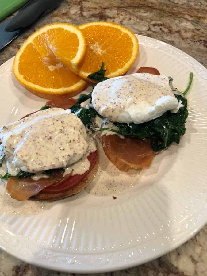 Eggs Benedict with Spinach and Tomato - Love To Wander RV